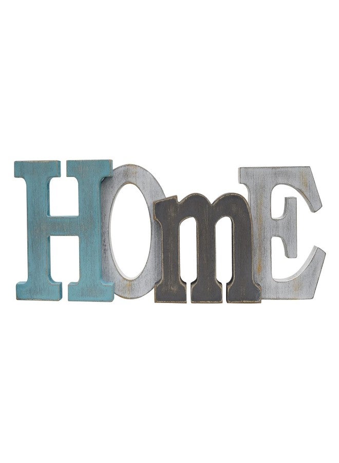 Linfevisi Wooden Home Sign Aqua Hanging Block Letters Sign Rustic Freestanding Wood Word Decor Decorative Home Table Sign Cutout Word Art Wall Decor (Home) - Image 1